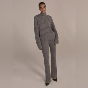 NWT FAVORITE DAUGHTER  Masha Knit Ribbed Wool Blend Flare Pants XL